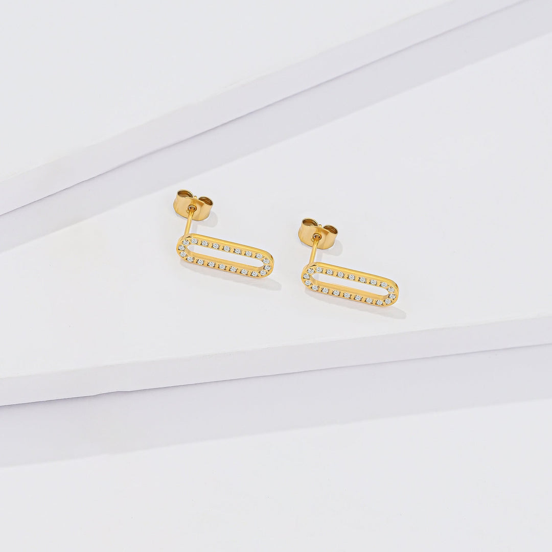 Aretes Acero Resplandor Dorado