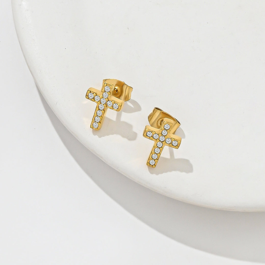 Aretes Acero Cruz