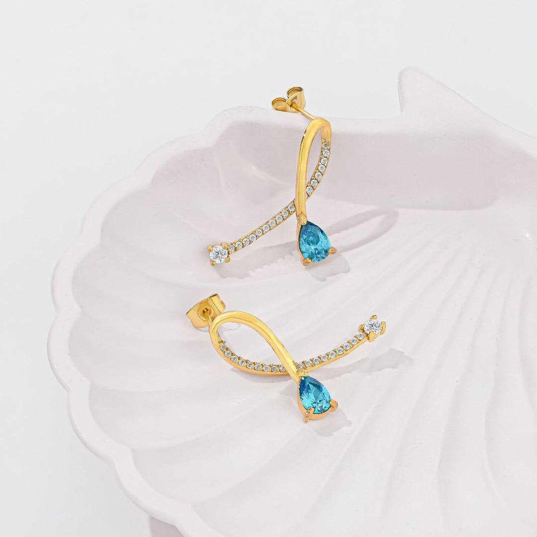 Aretes Acero Cielo Turquesa