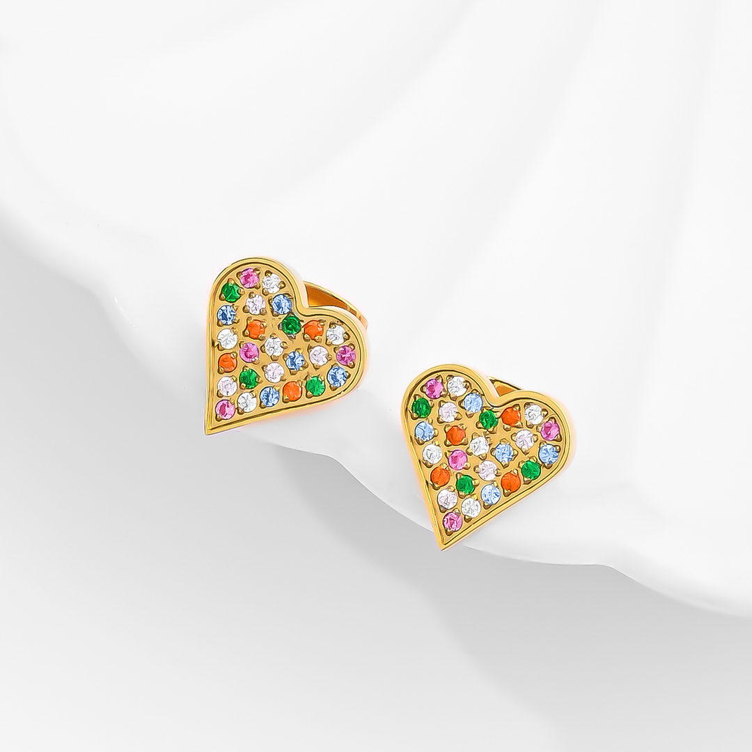 Aretes Acero Colorful Heart
