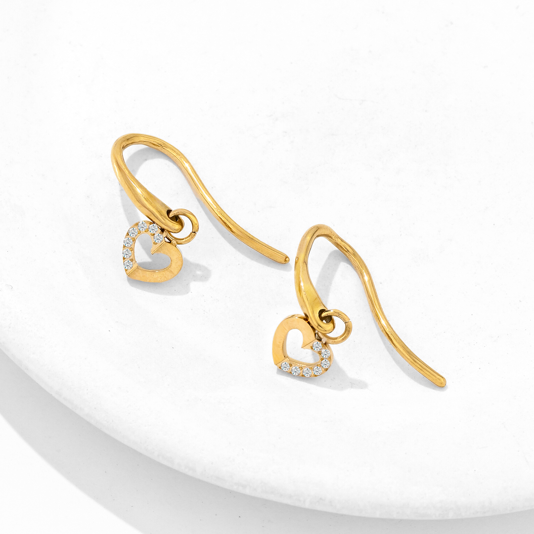 Aretes Acero Perlas del Corazón