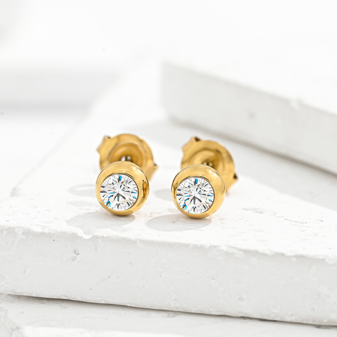 Aretes Acero Rocío Dorado