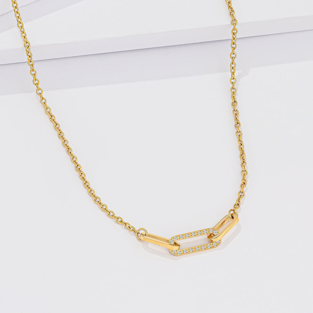 Collar Acero Resplandor Dorado