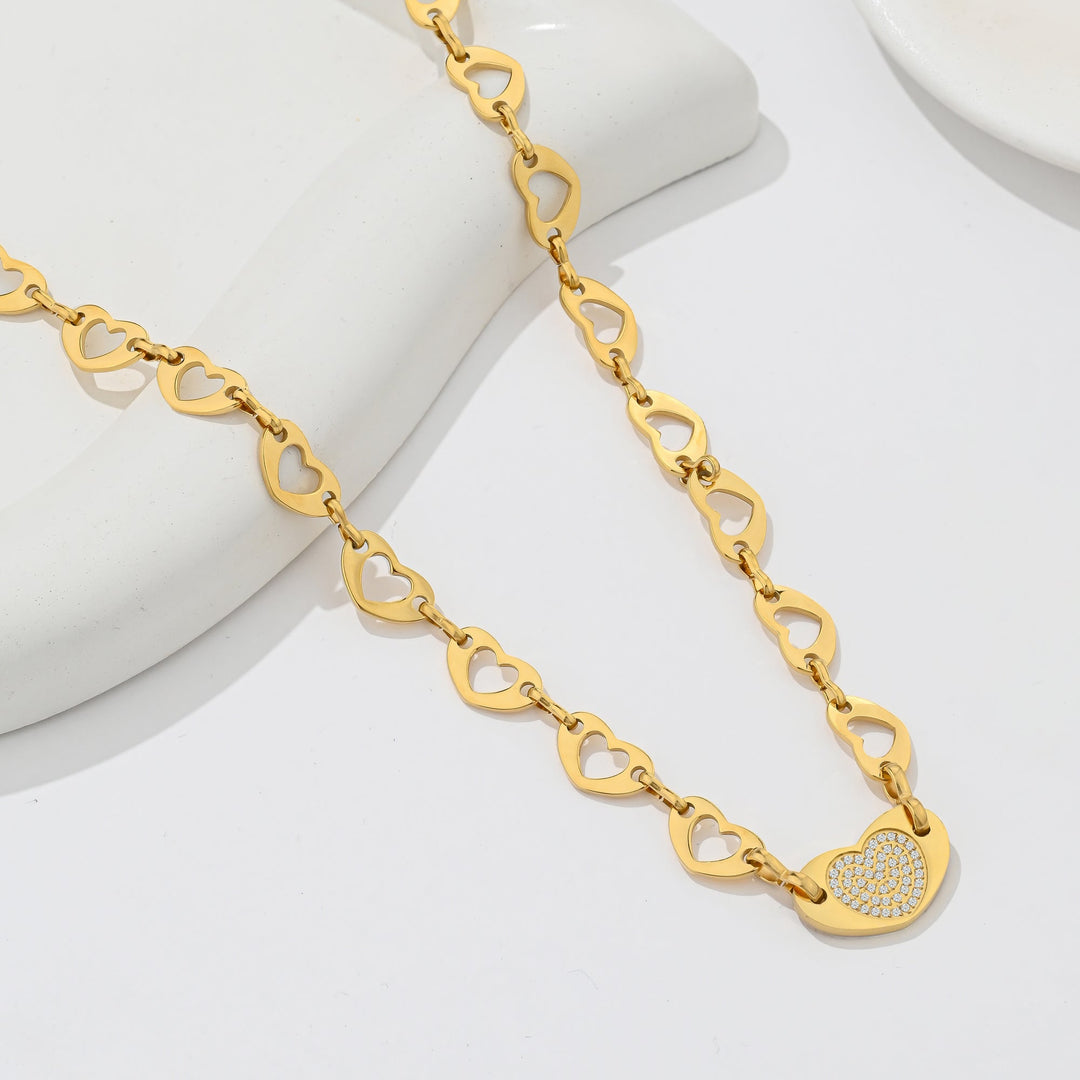 Collar Acero Corazones