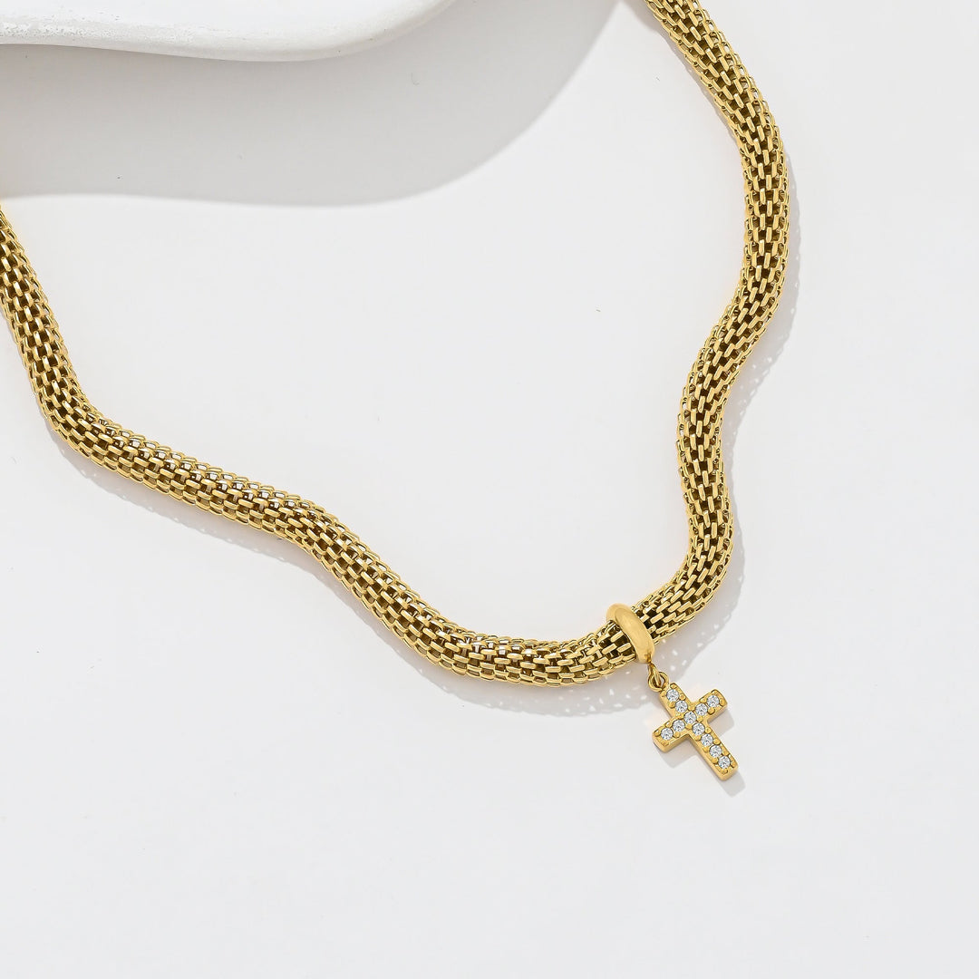Collar Acero Cruz