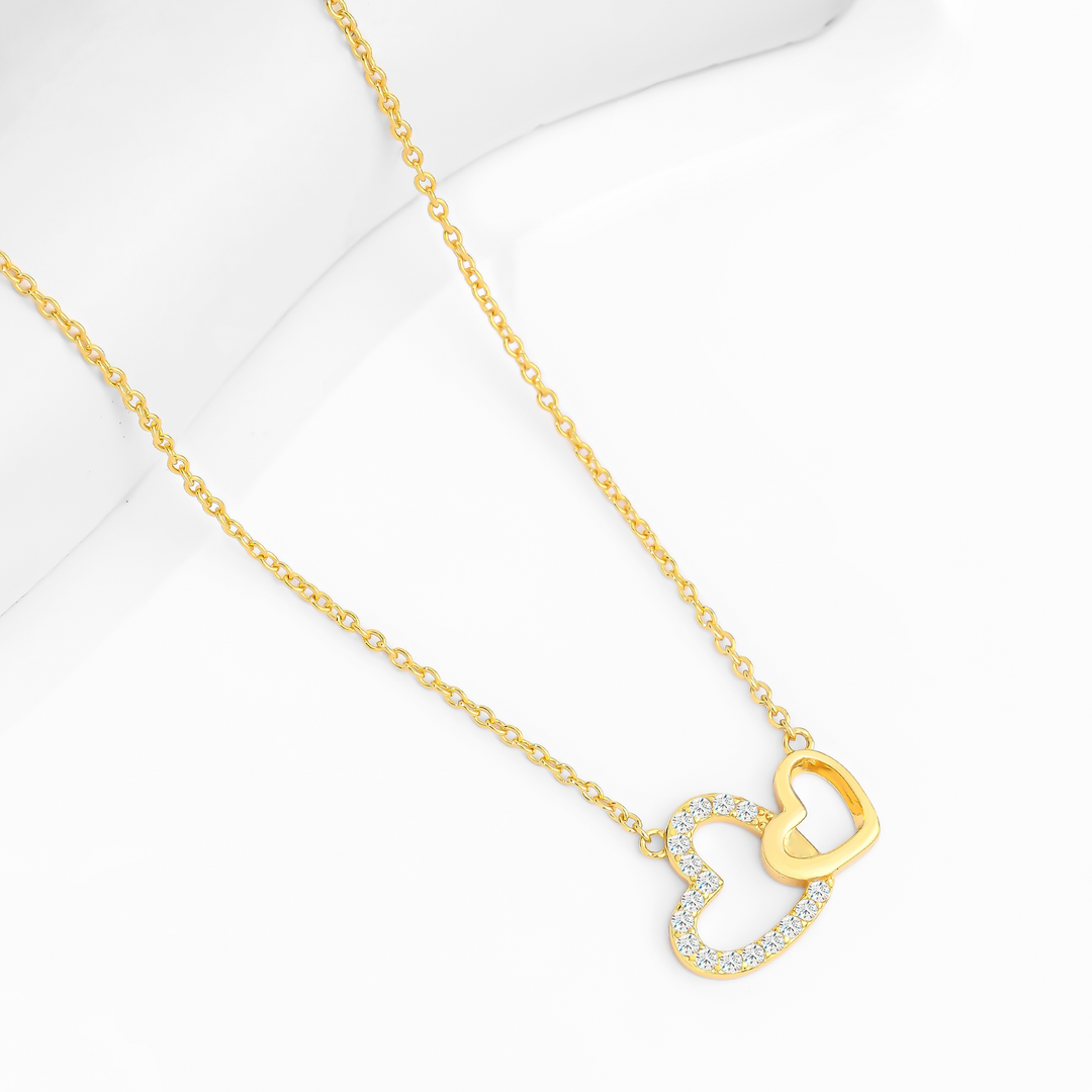 Collar Plata 925 Doble Corazón