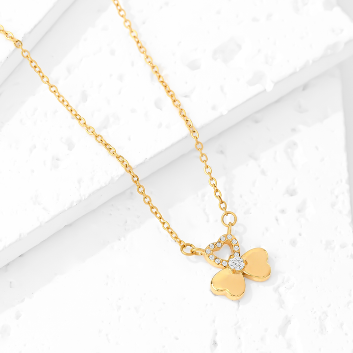 Collar Acero Trébol Corazón