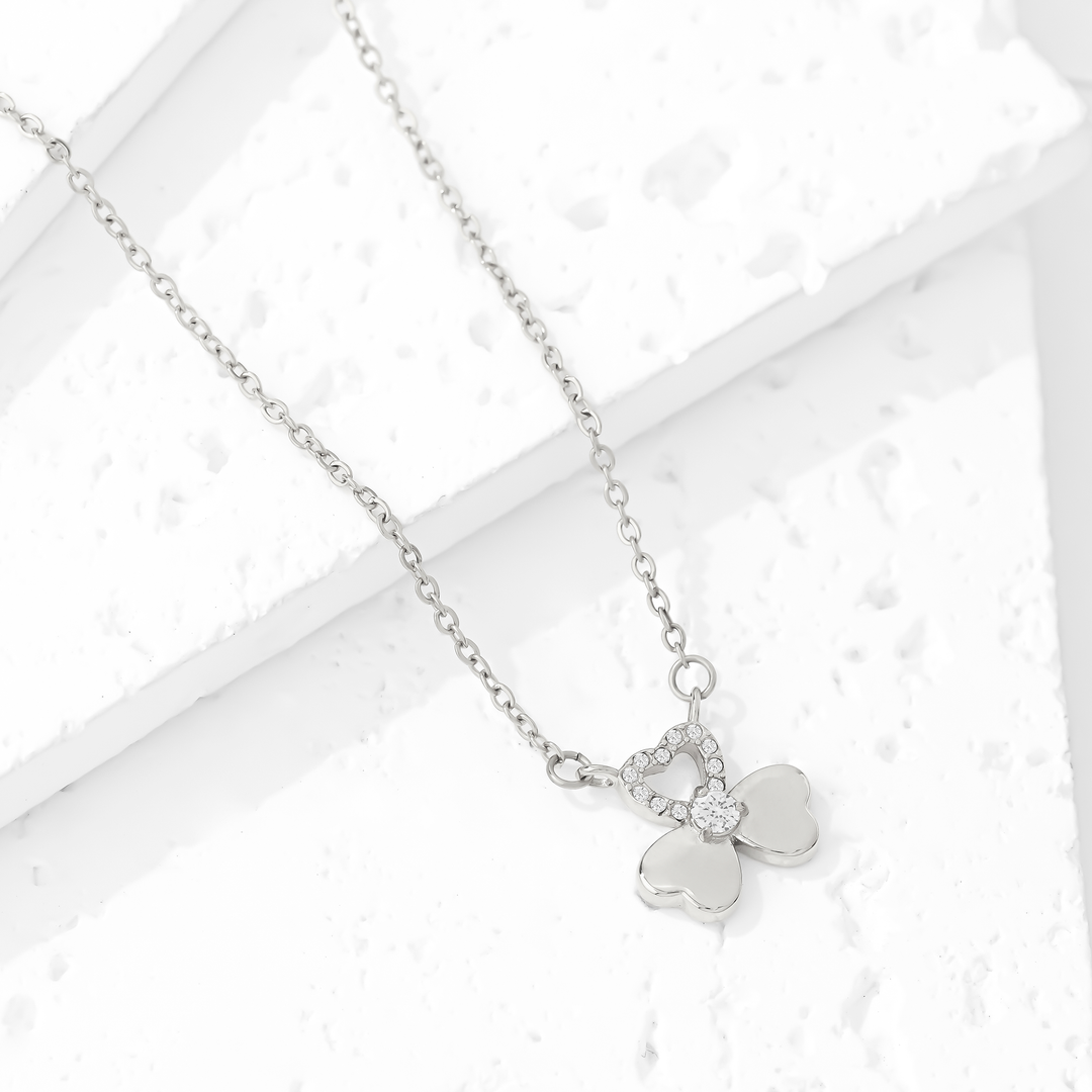 Collar Acero Trébol Corazón