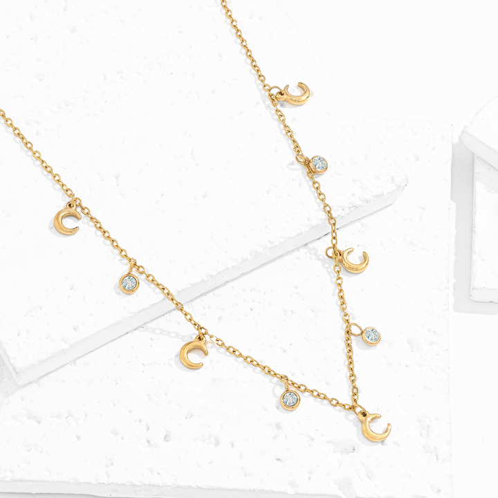 Collar Acero Media Luna Brillante