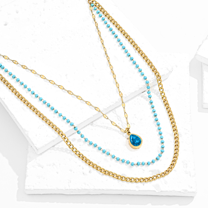 Collar Acero Laguna Azul