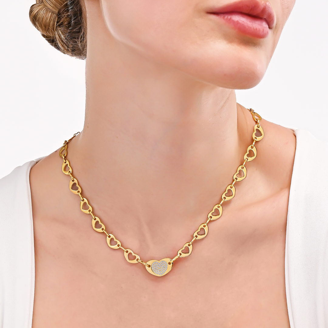 Collar Acero Corazones