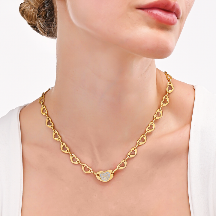 Collar Acero Corazones