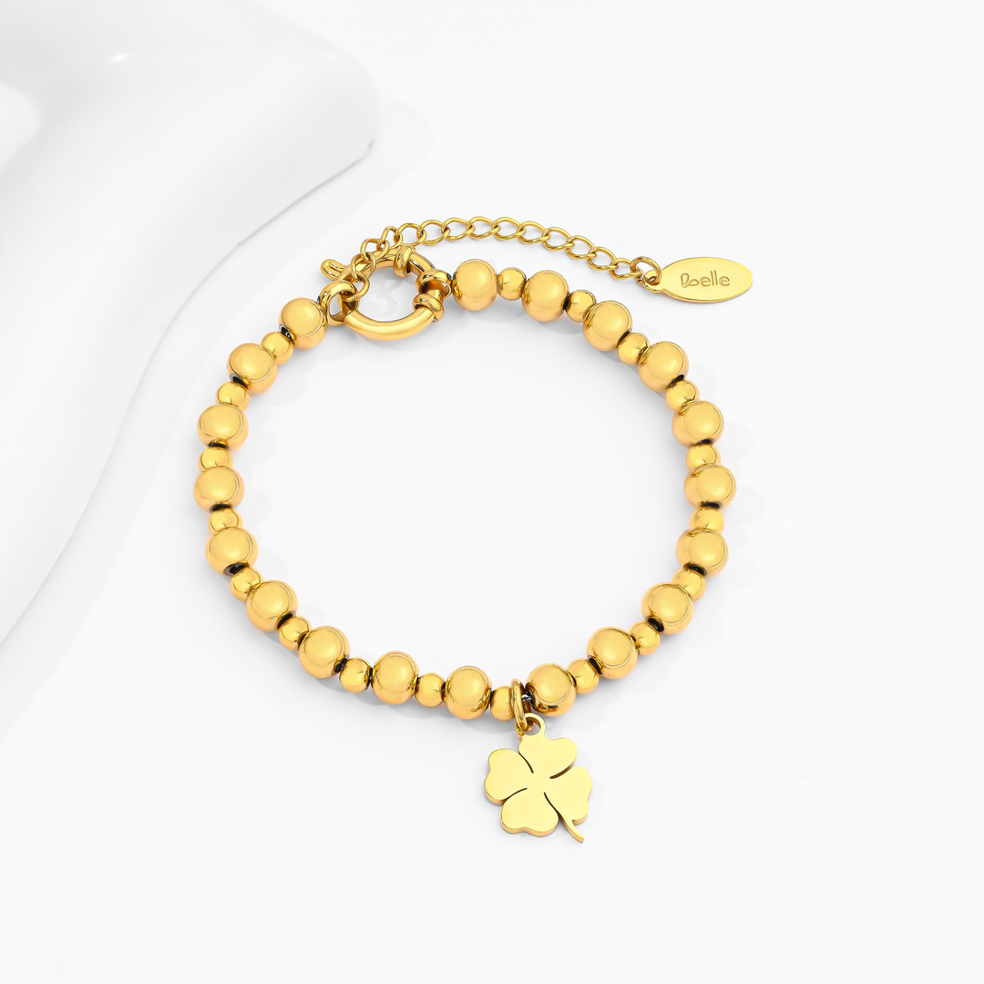 Pulsera Acero Trébol Dorado