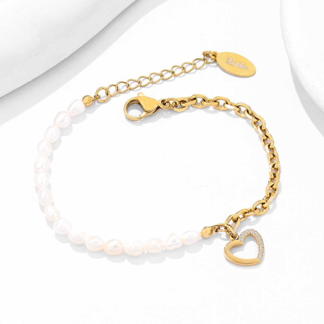 Pulsera Acero Perlas del Corazón