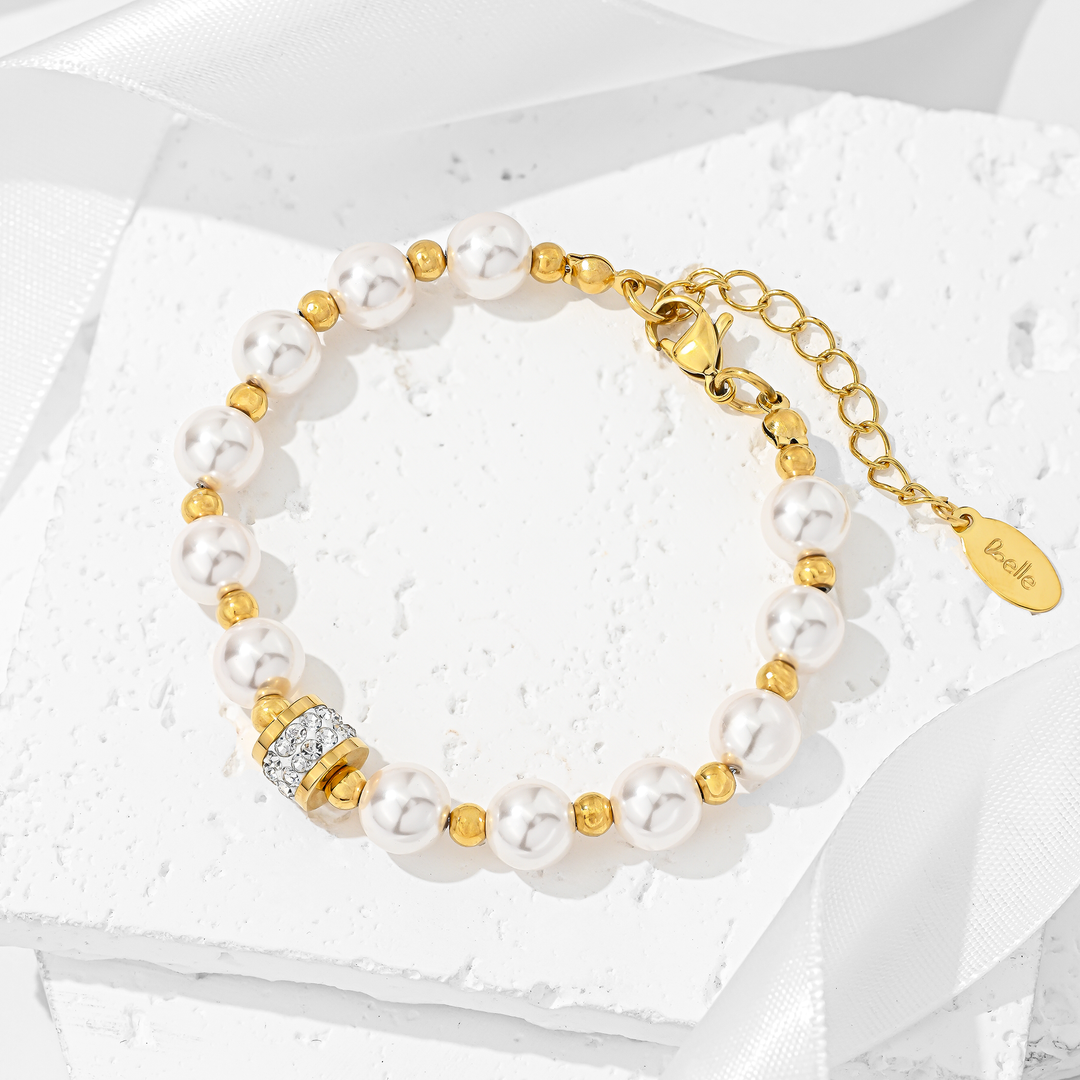Pulsera Acero Perlas Brillante