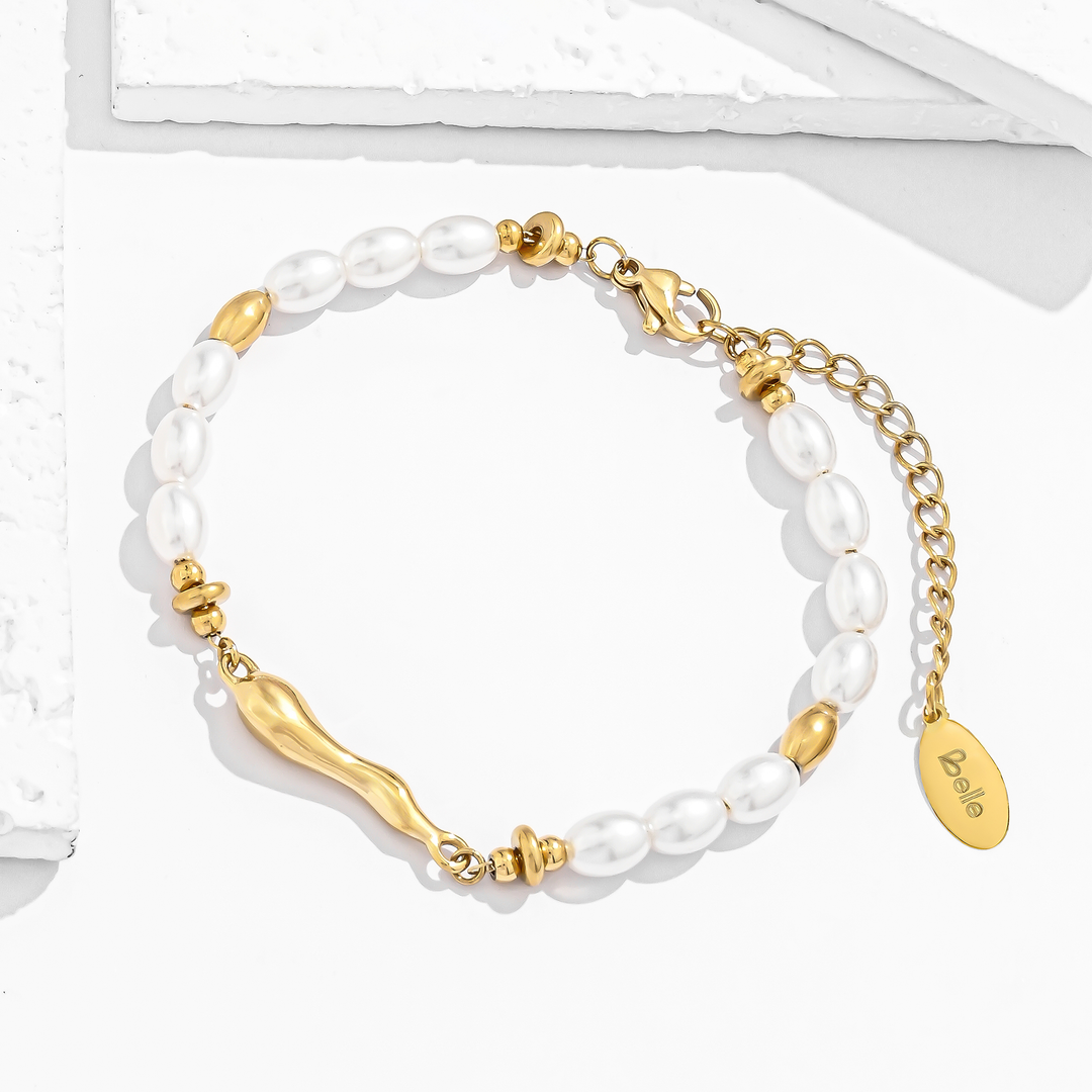 Pulsera de Brillo Y Perlas