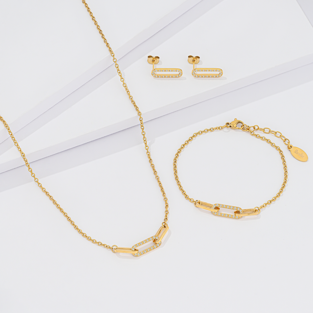 SET ACERO RESPLANDOR DORADO