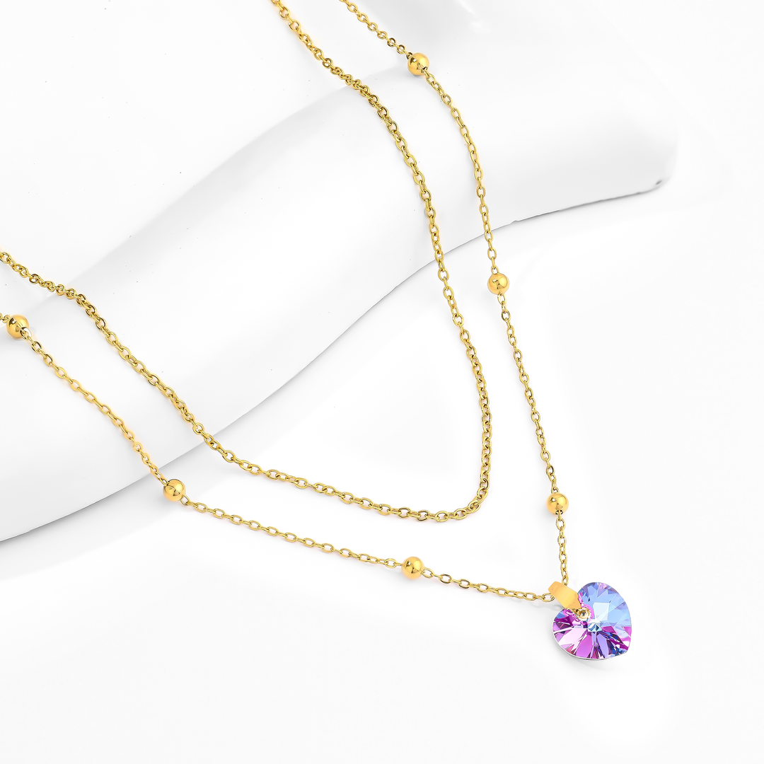 Collar Acero Bañado en Oro Blanco Aterciopelado