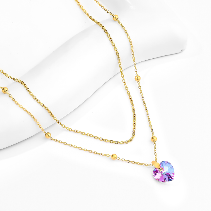 Collar Acero Bañado en Oro Blanco Aterciopelado