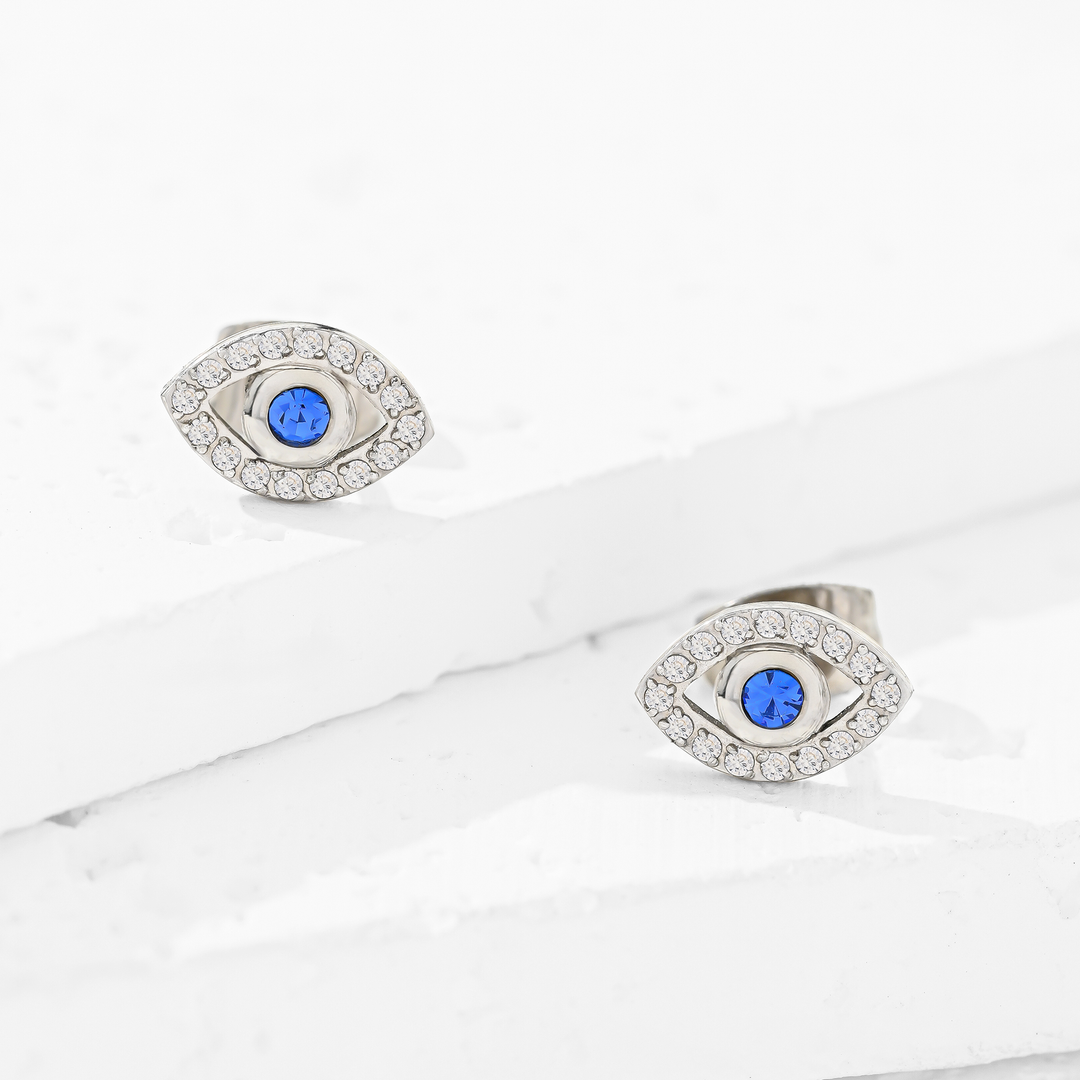 Arete Acero Ojo Turco Azul