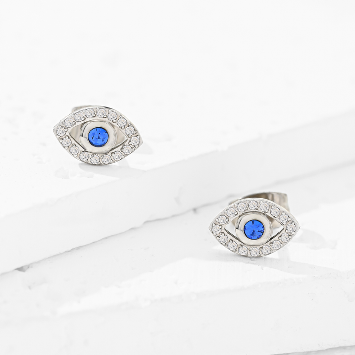 Arete Acero Ojo Turco Azul