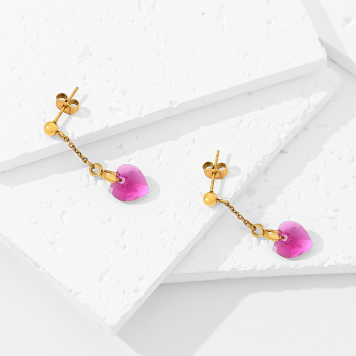Arete Acero Heart Pink