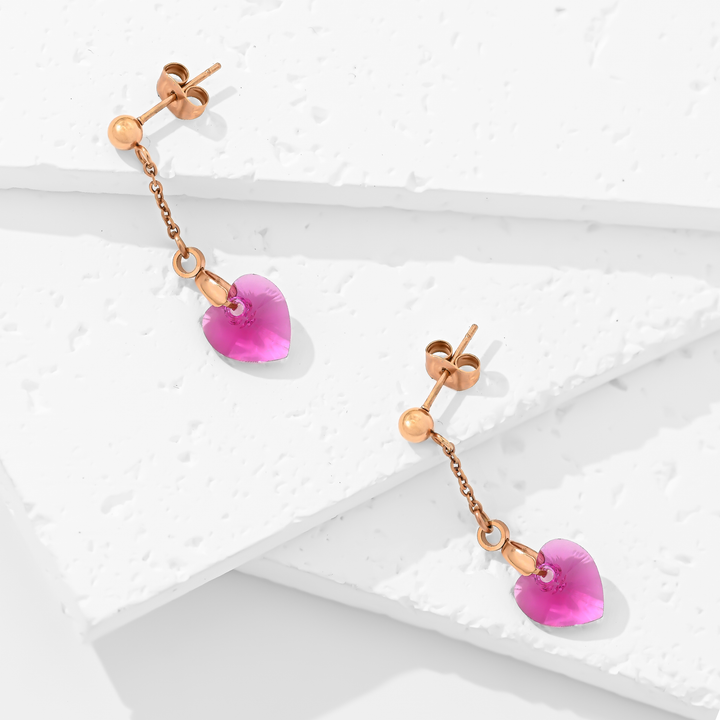 Arete Acero Heart Pink