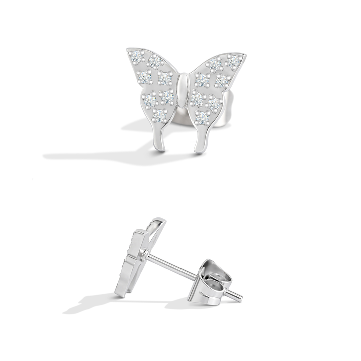 Aretes Acero en Baño de Oro Blanco Alessa