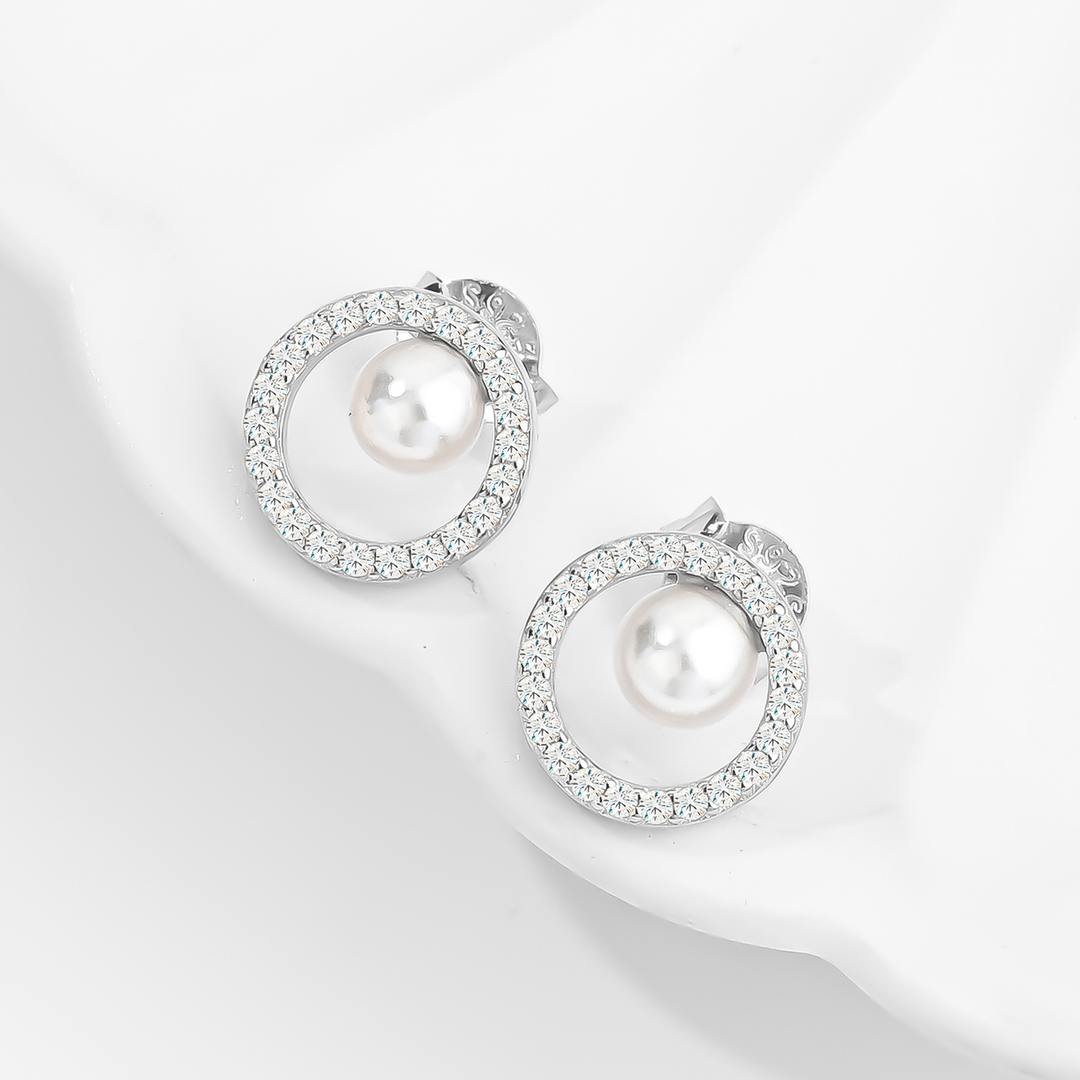 Aretes Plata 925 Elegancia Perlada