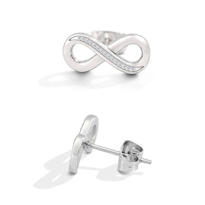 Aretes Acero en Baño de Oro Blanco Aura Infinit