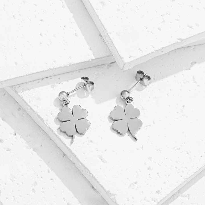 Aretes Acero Trébol de la Suerte