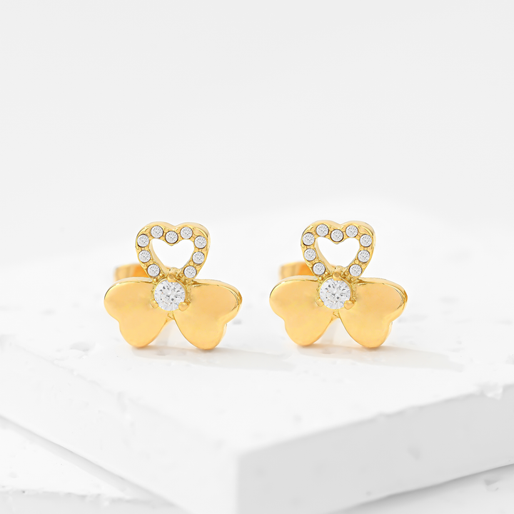Aretes Acero Trébol Corazón