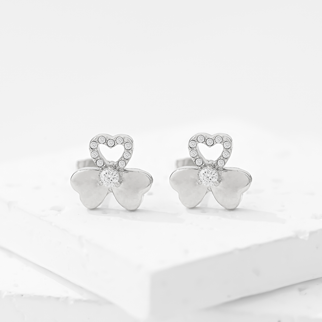 Aretes Acero Trébol Corazón