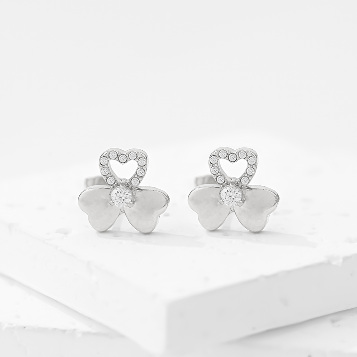 Aretes Acero Trébol Corazón
