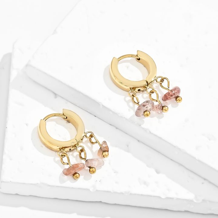 Aretes Acero Encanto Rosado