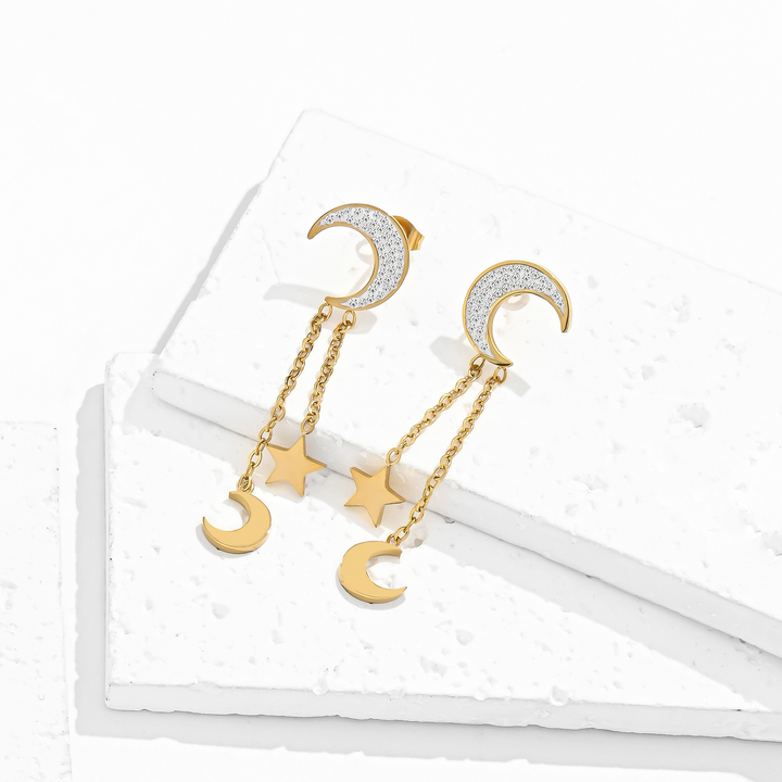Aretes Acero Constelación Dorada