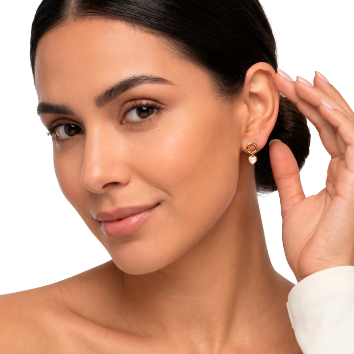 Aretes Acero Corazón Nácar