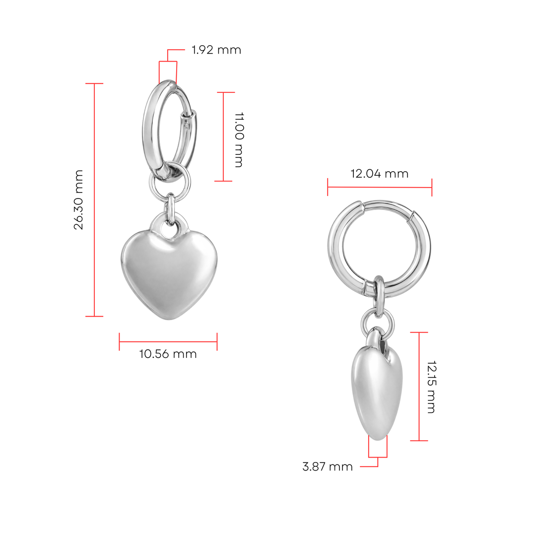 Aretes Argollas Acero Coquette Heart