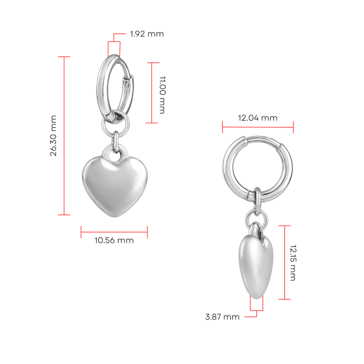 Aretes Argollas Acero Coquette Heart