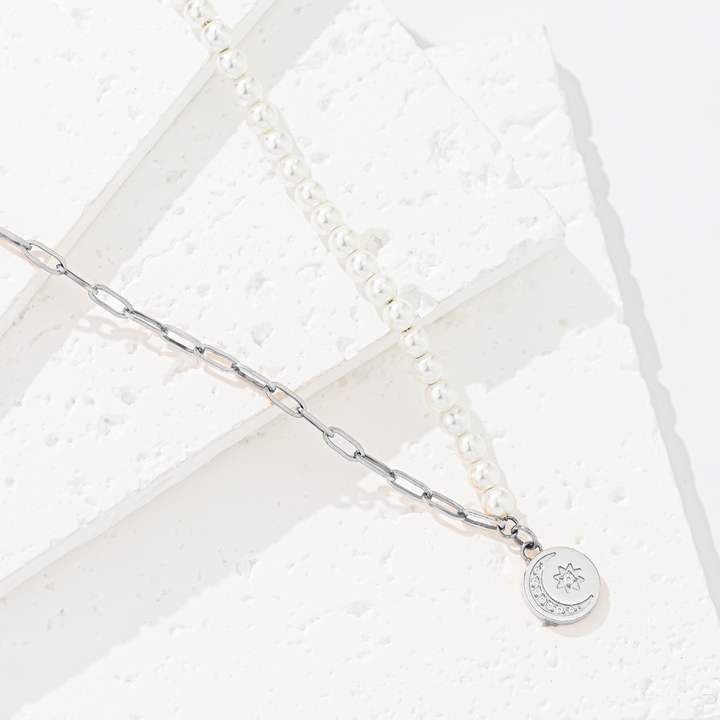 Collar Acero Estrella y Luna
