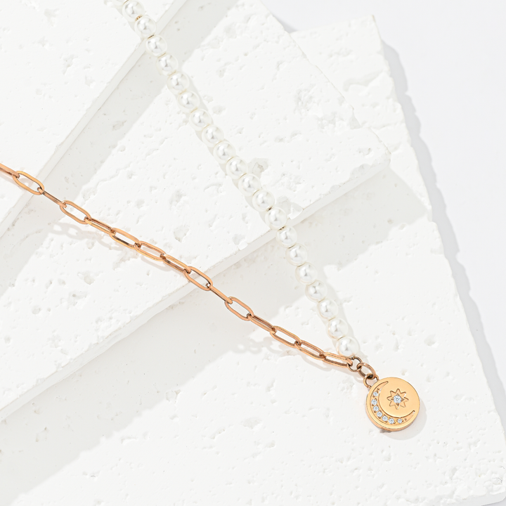 Collar Acero Estrella y Luna