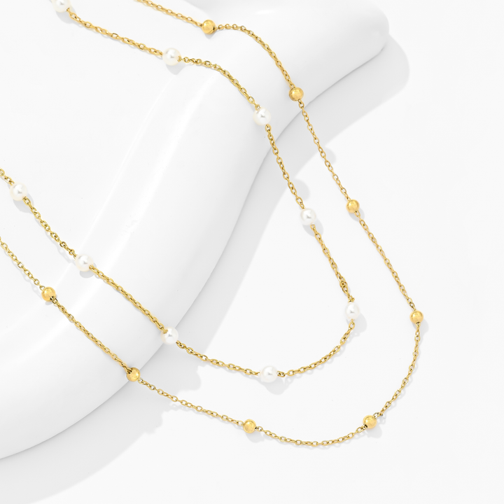 Collar Acero Perla Gold