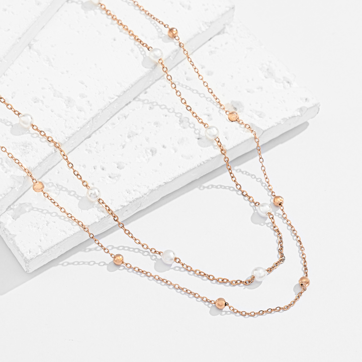 Collar Acero Perla Gold