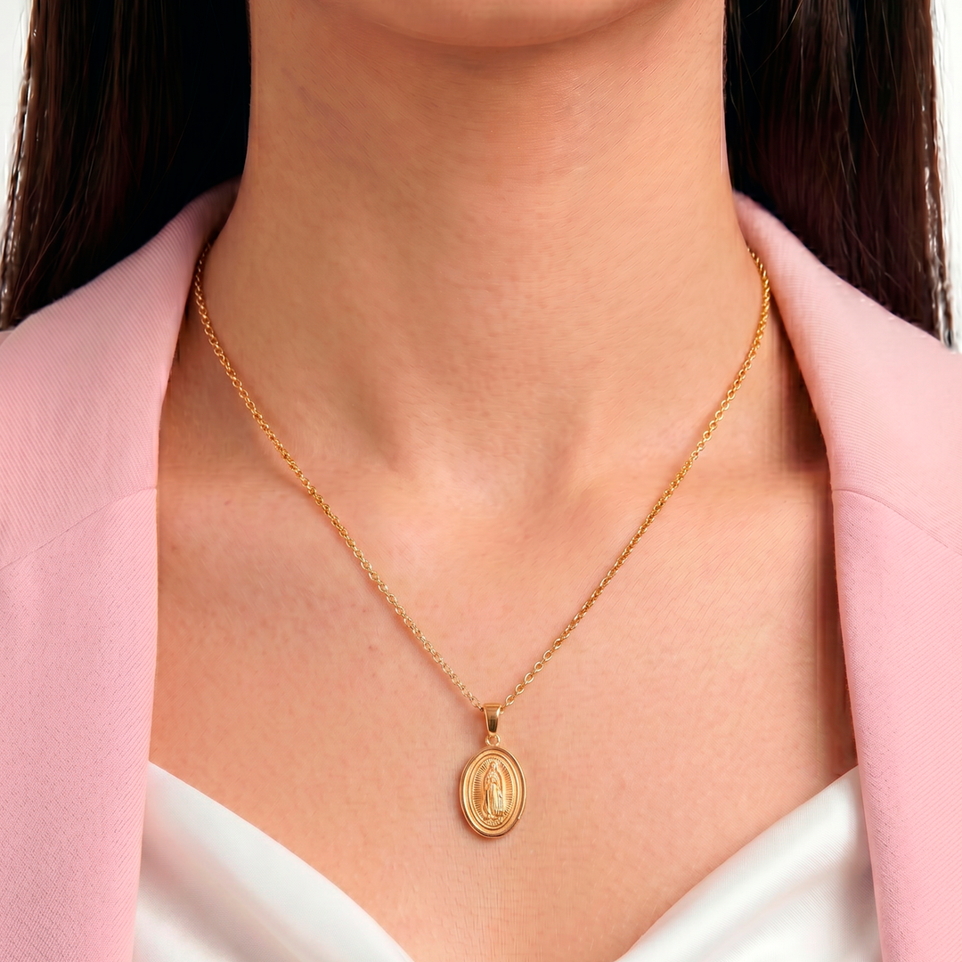 Collar Acero Medalla Virgen de Guadalupe