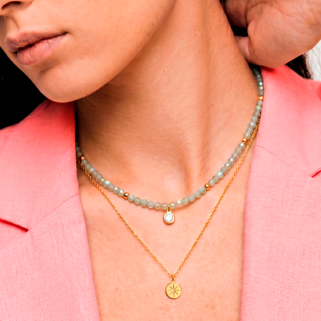Collar Acero Aurora Esmeralda