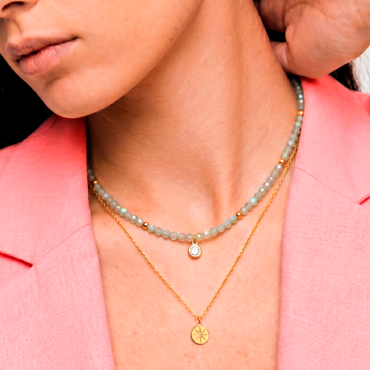Collar Acero Aurora Esmeralda