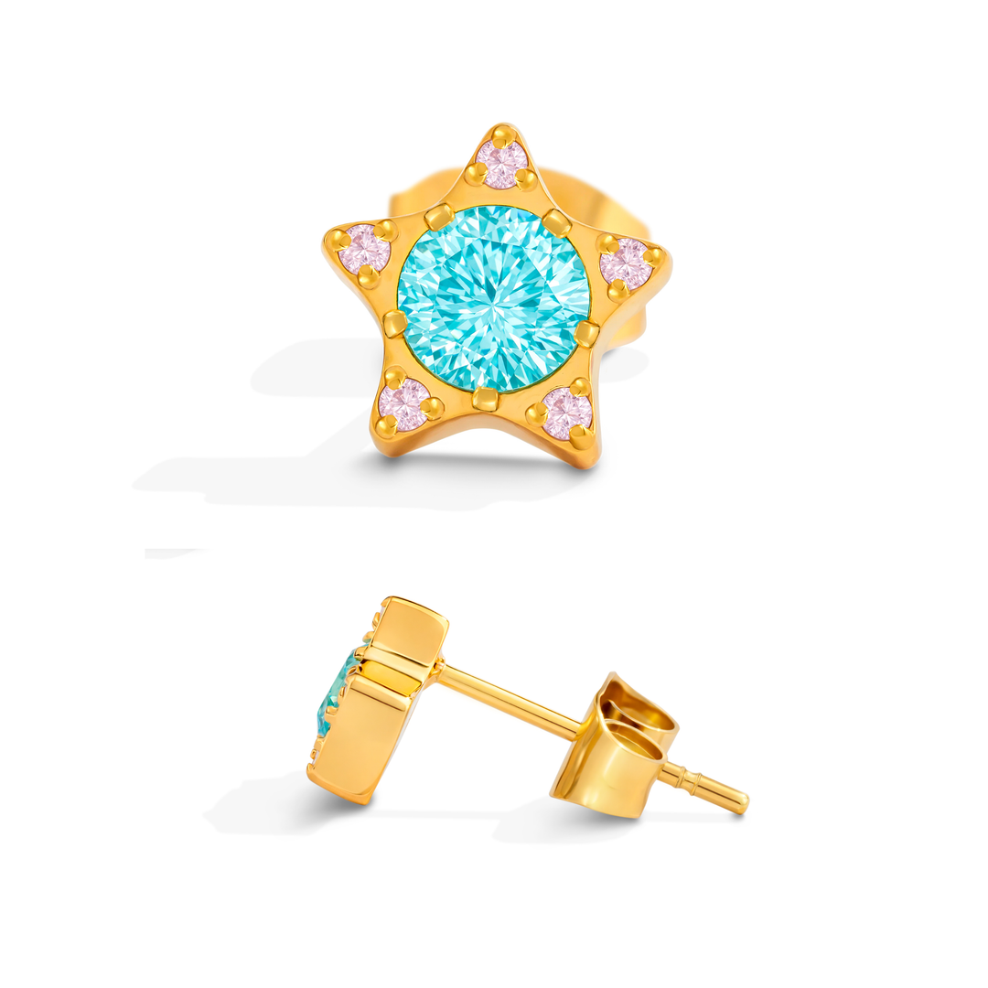 Aretes Acero Estrella Turquesa