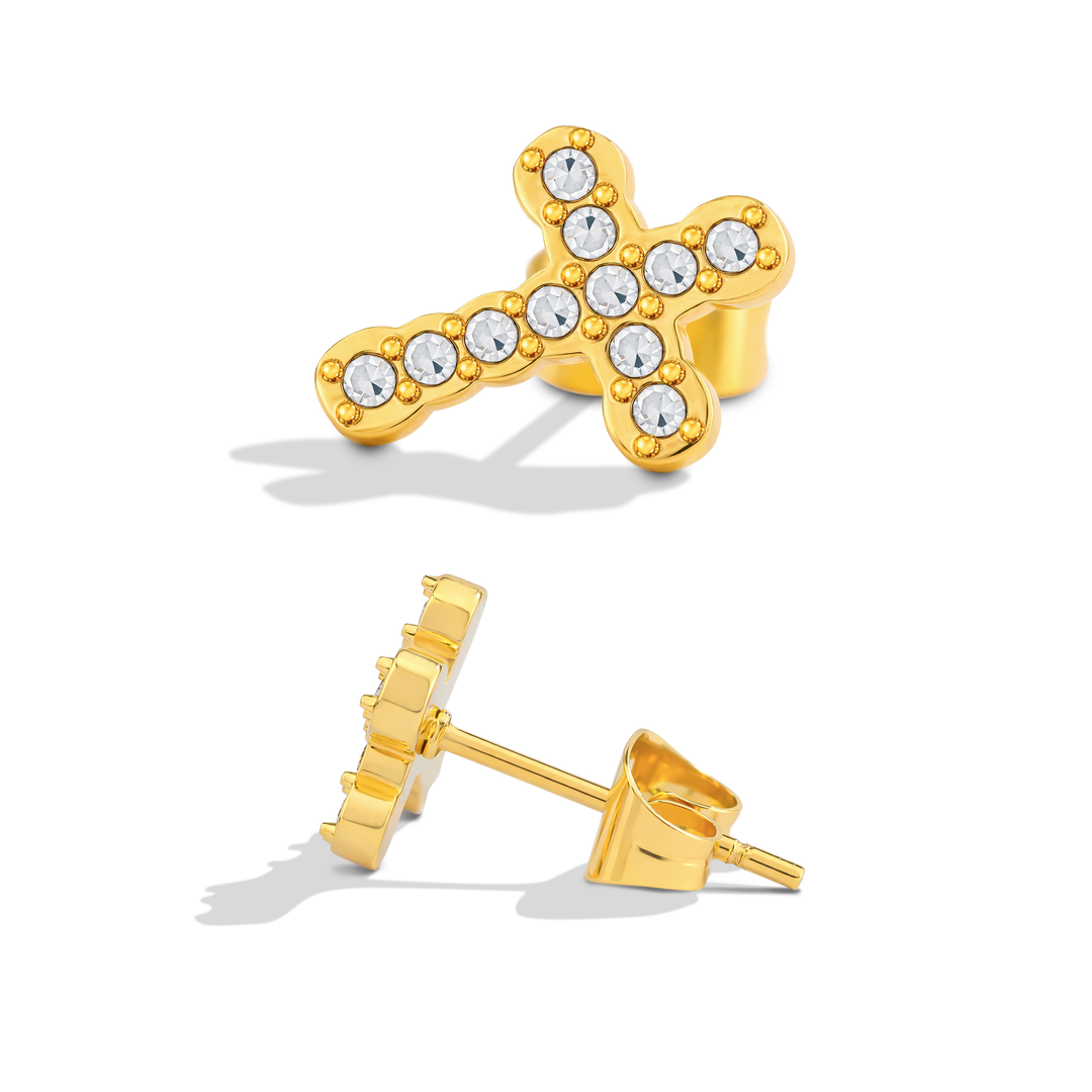 Aretes Acero Cruz Crystal Glow