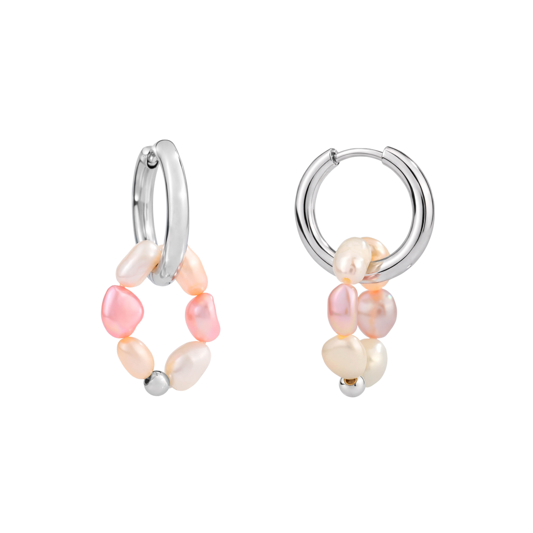 Aretes Acero en Baño de Oro Blanco Eden