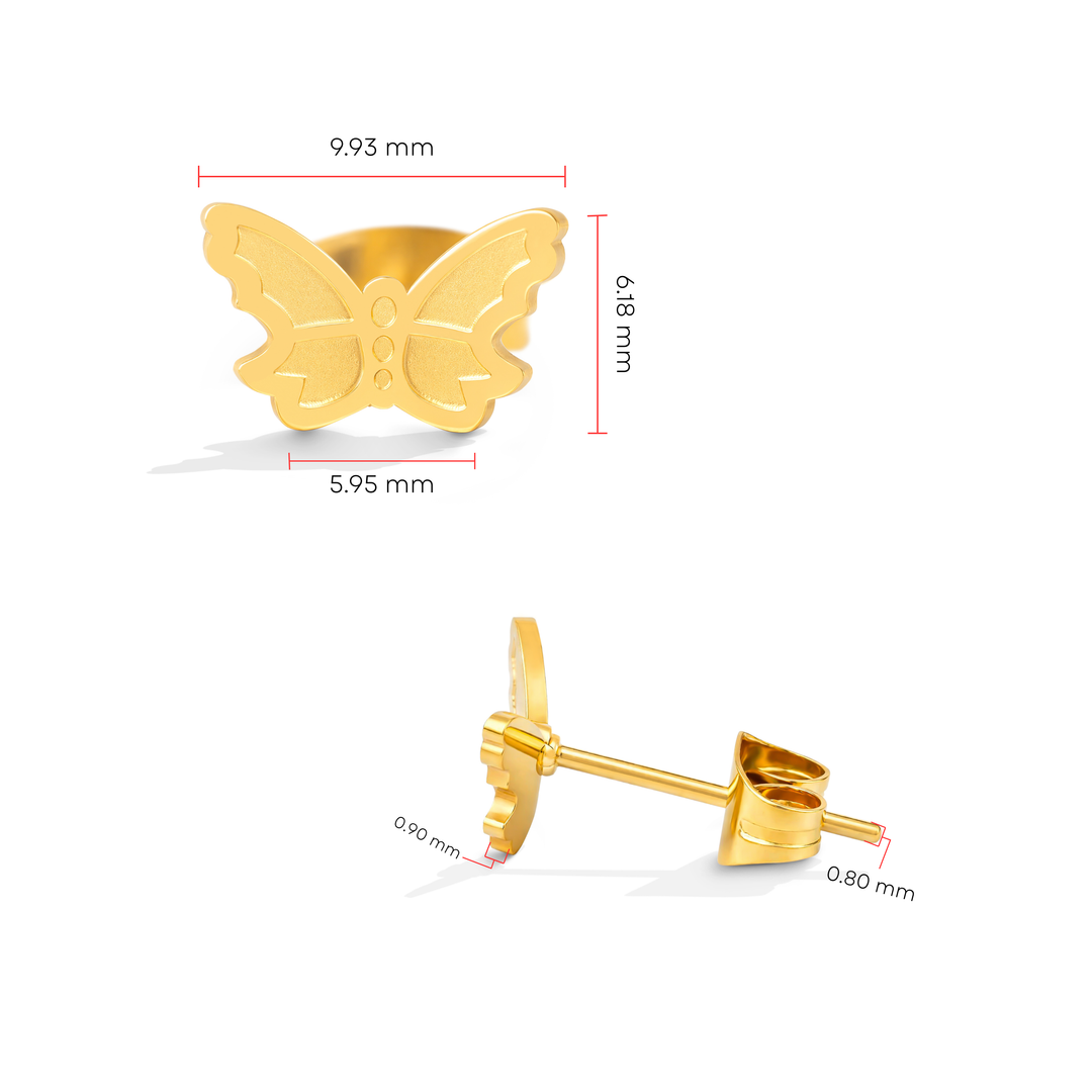 Aretes Acero Vuelo Dorado